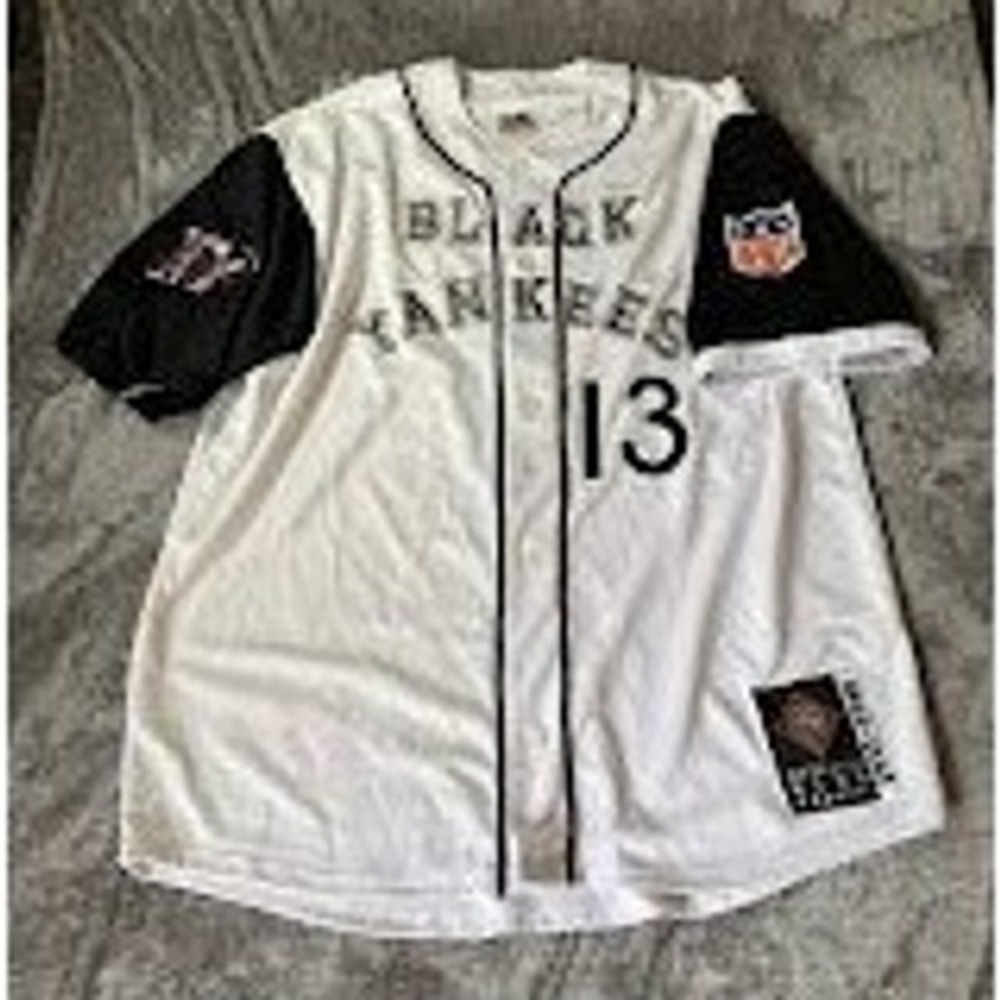 Headgear New York Black Yankees Negro Leagues Baseball Jersey White Black XXL 13